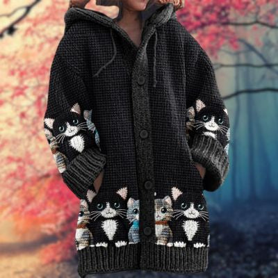 Halloween Animal Print Casual Hooded Cape Coat