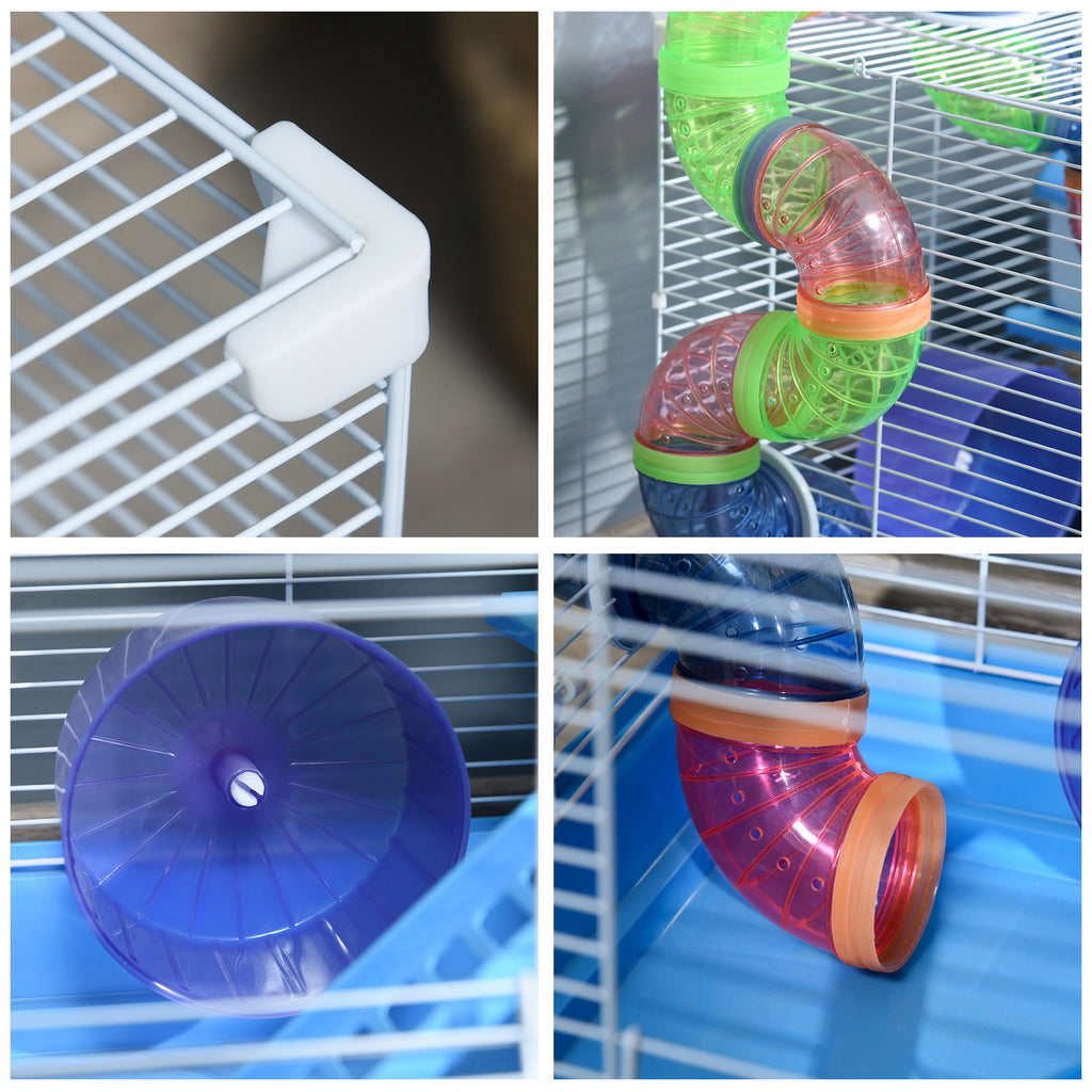 2-Level Hamster Cage Rodent Gerbil House Mouse Mice Rat Habitat Wire with Exercise Wheel
