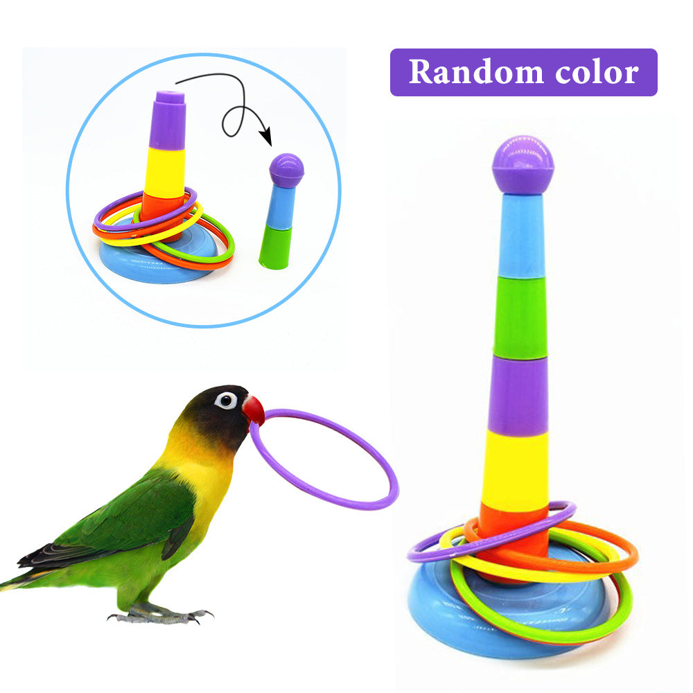 Interactive Parrot Toy - Adjustable Height Perch & Ring Set